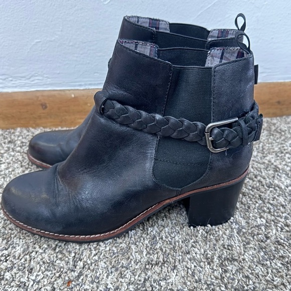 Sperry womans Liberty Chelsea boot heeled black leather braided detail Size 9.5 - Picture 6 of 6